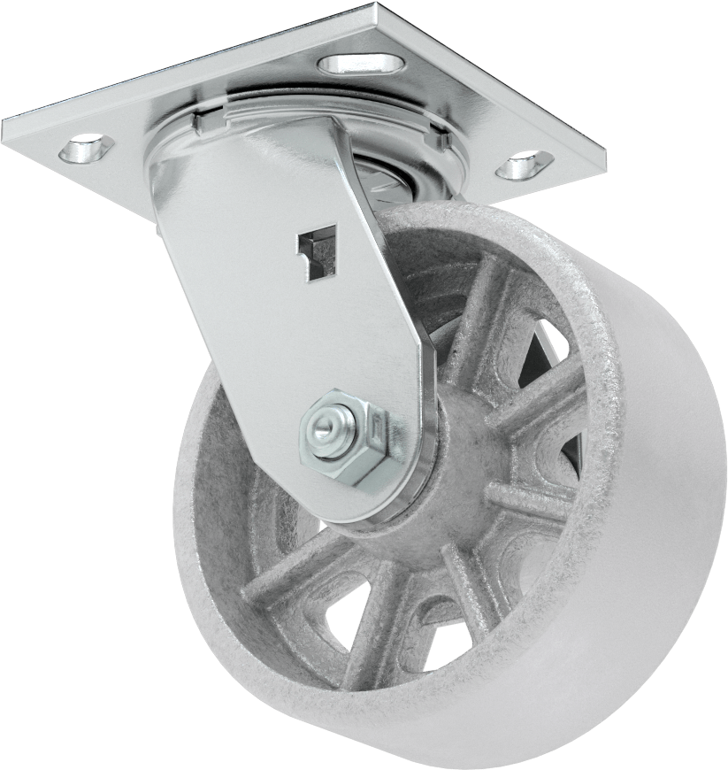 4-1/2" x 4" Plakalı Yüksek Kapasiteli Spartan Tekerlek, 5" Çapında Açık Rulmanlı Metal Tekerlekli Döner Tekerlek