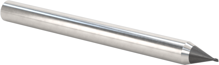 Minyatür Karbür Yuvarlak Kenarlı Kare Uçlu Freze, 2 Yiv, 0.5 mm Freze Çapı, 4 mm Şaft Çapı, 1 mm Boyun Uzunluğu