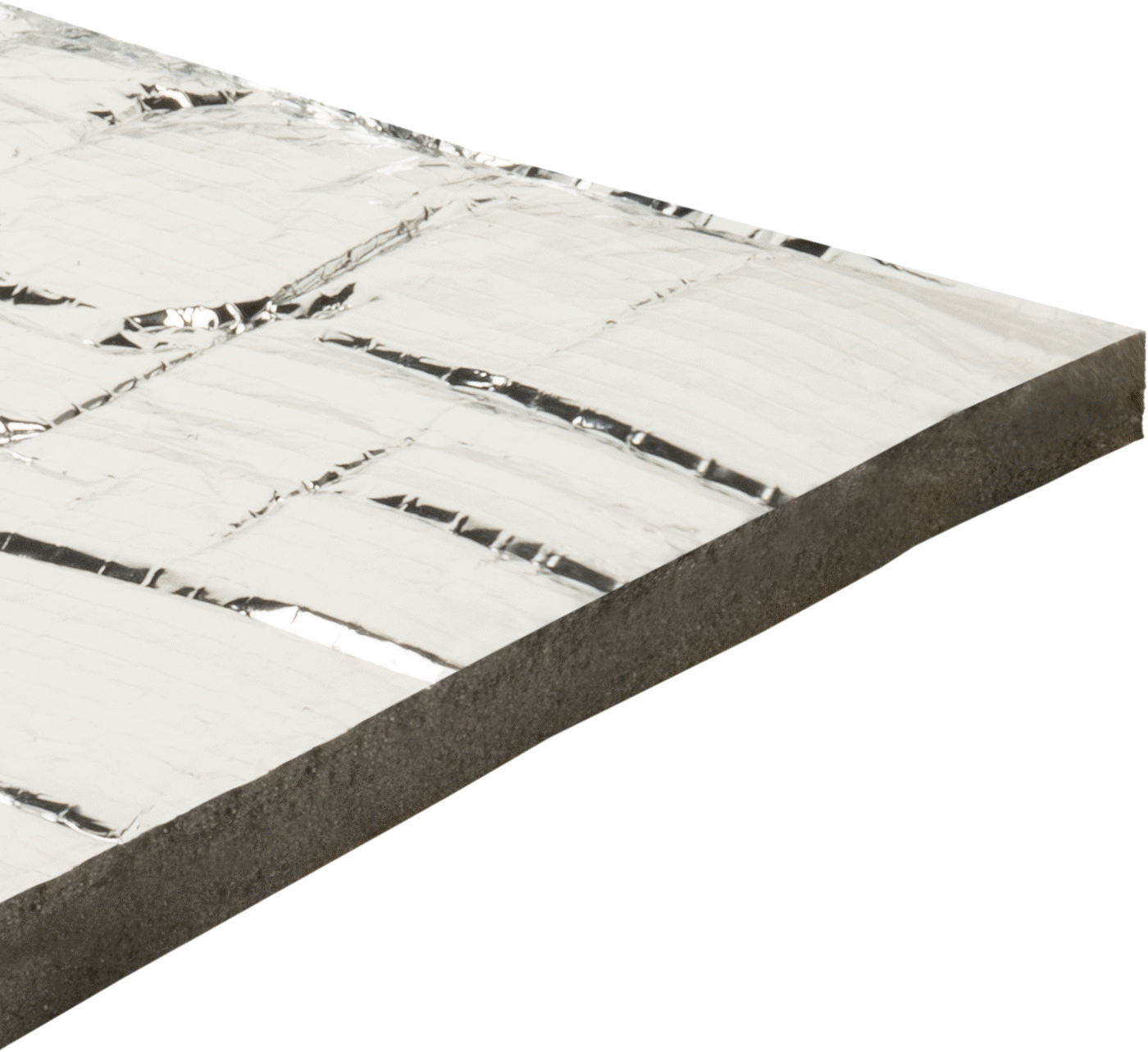 Akustik Yalıtım Levhası, Isı Yansıtıcı, Güçlendirilmiş, %60 Emilim, 1" x 54" — Düz, Isı Yansıtıcı, Ses Emici, Polyurethane Foam, Rubber