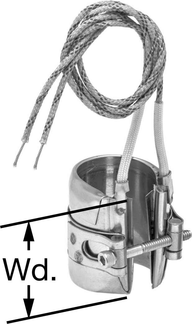 Sargılı Nozul Isıtıcı, Mika Yalıtım, 120V AC, 1-1/2" Nozul Dış Çapı için, 1.5" Genişlik