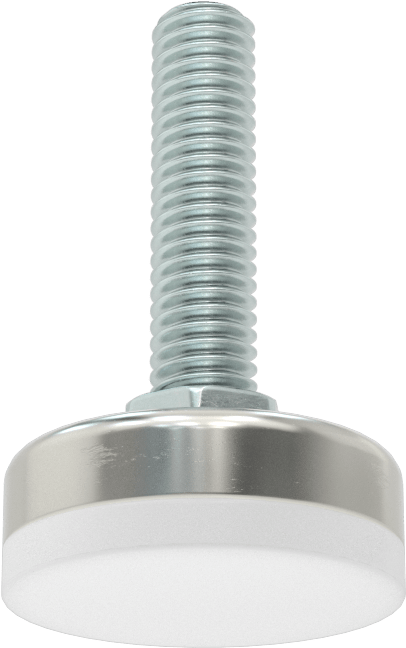 Çinko Kaplı Çelik Saplamalı Sert Tesviye Bağlantı Elemanları, Nikel Kaplama Taban ve Naylon Yastık, 3/8"-16 x 1.5" Uzunlukta Diş