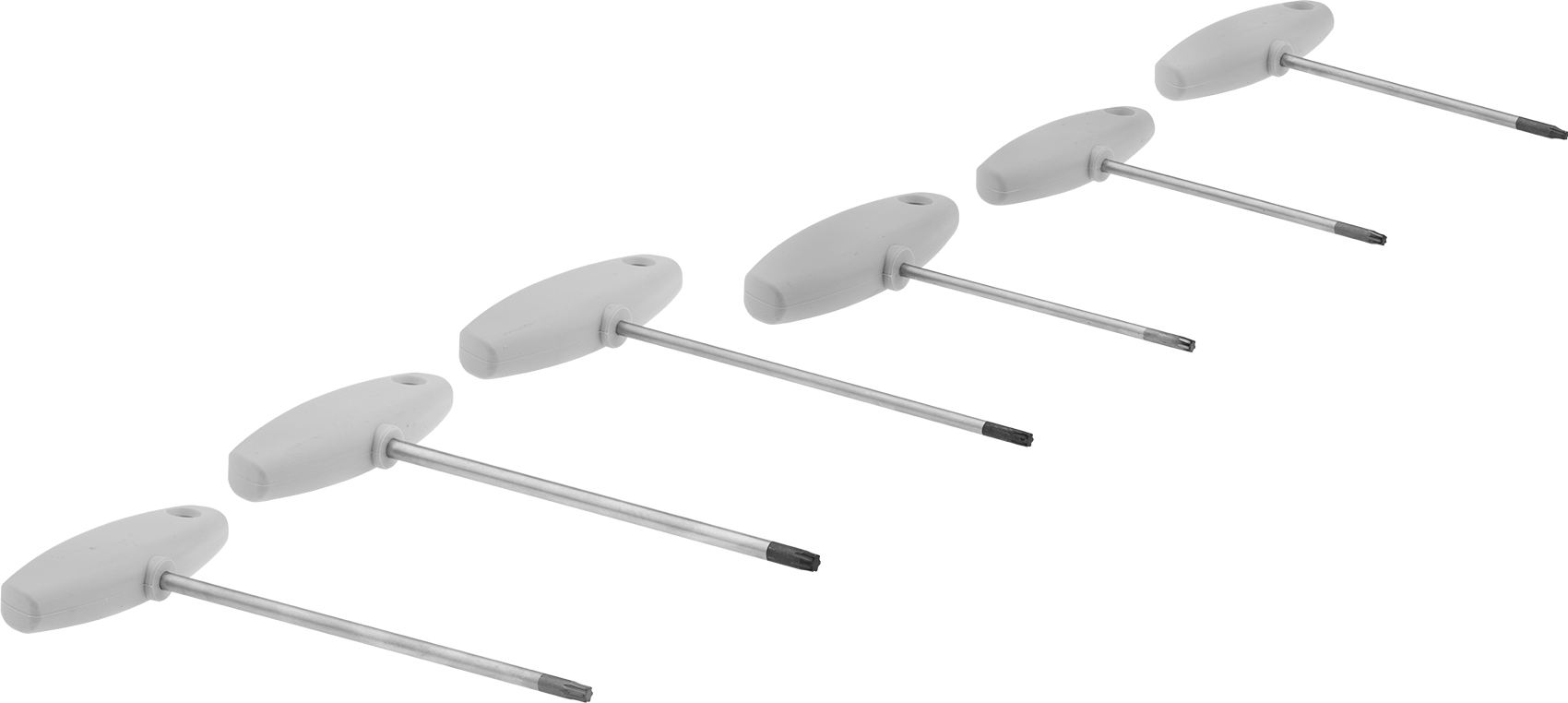Torx Plus T-Saplı Anahtar Seti, 6 Parça — IP10, IP15, IP20, IP25, IP27, IP30, Yastık, Standart