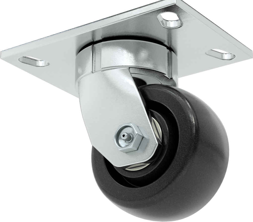 6-1/2" x 4-1/2" Plakalı Yüksek Kapasiteli Vulcan Tekerlek, 4 inç Çapında Naylon Tekerlekli Döner Ayak