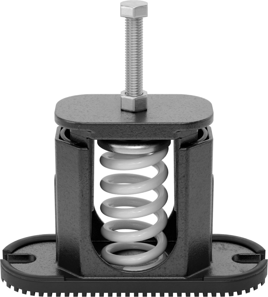 Şok Emici Yaylı Titreşim Sönümleyici Montaj, 0.9" Sapma @ 1200 lbs. Kapasite, 3-1/2" Diş Uzunluğu