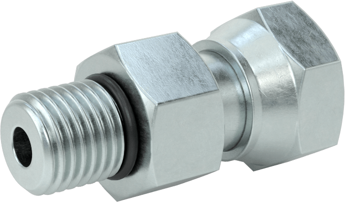 O-Ring Yüz Contalı Bağlantı Parçası, 1/4" Dış Çaplı Çelik Boru x 7/16"-20 Erkek için Döner Adaptör