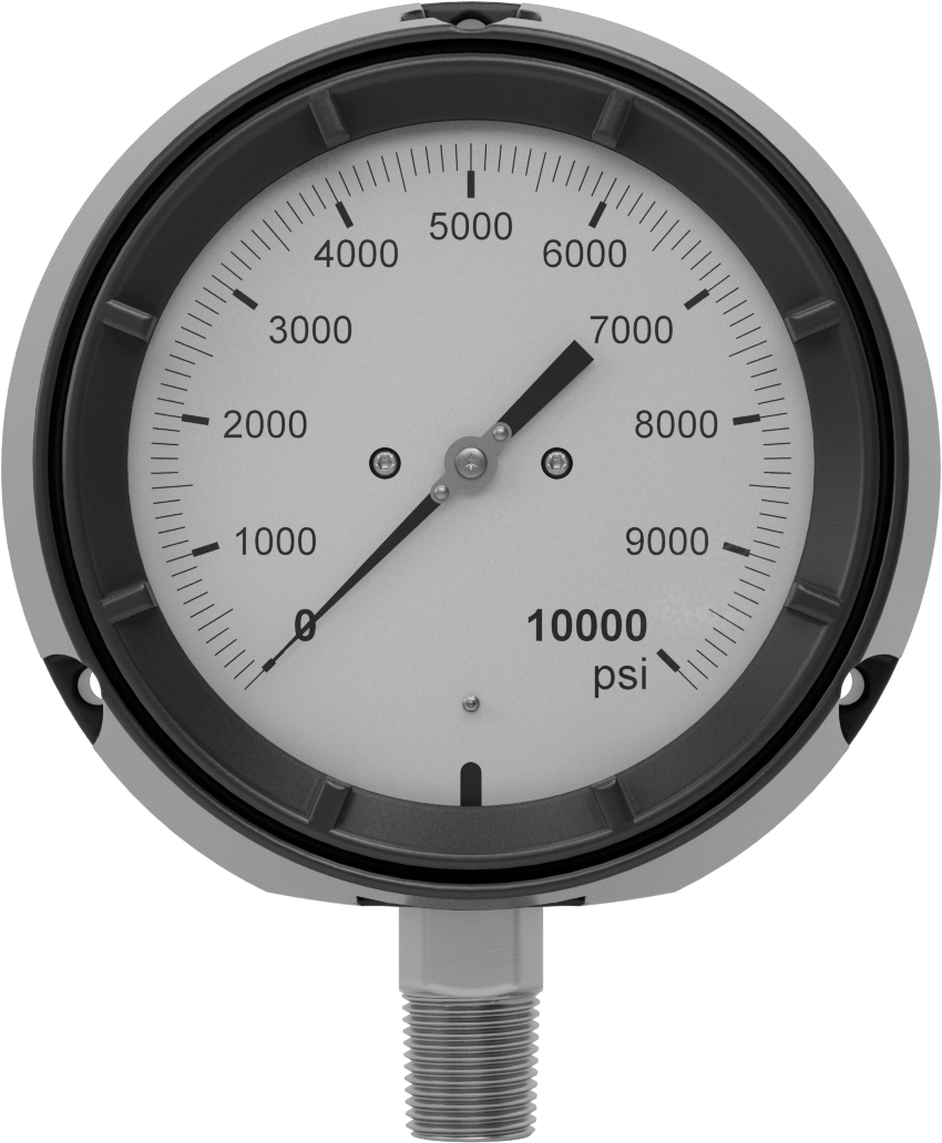 Basınç Test Göstergesi, Titreşime Dayanıklı, 1/2 NPT Erkek Alt Bağlantı, 0-10000 PSI