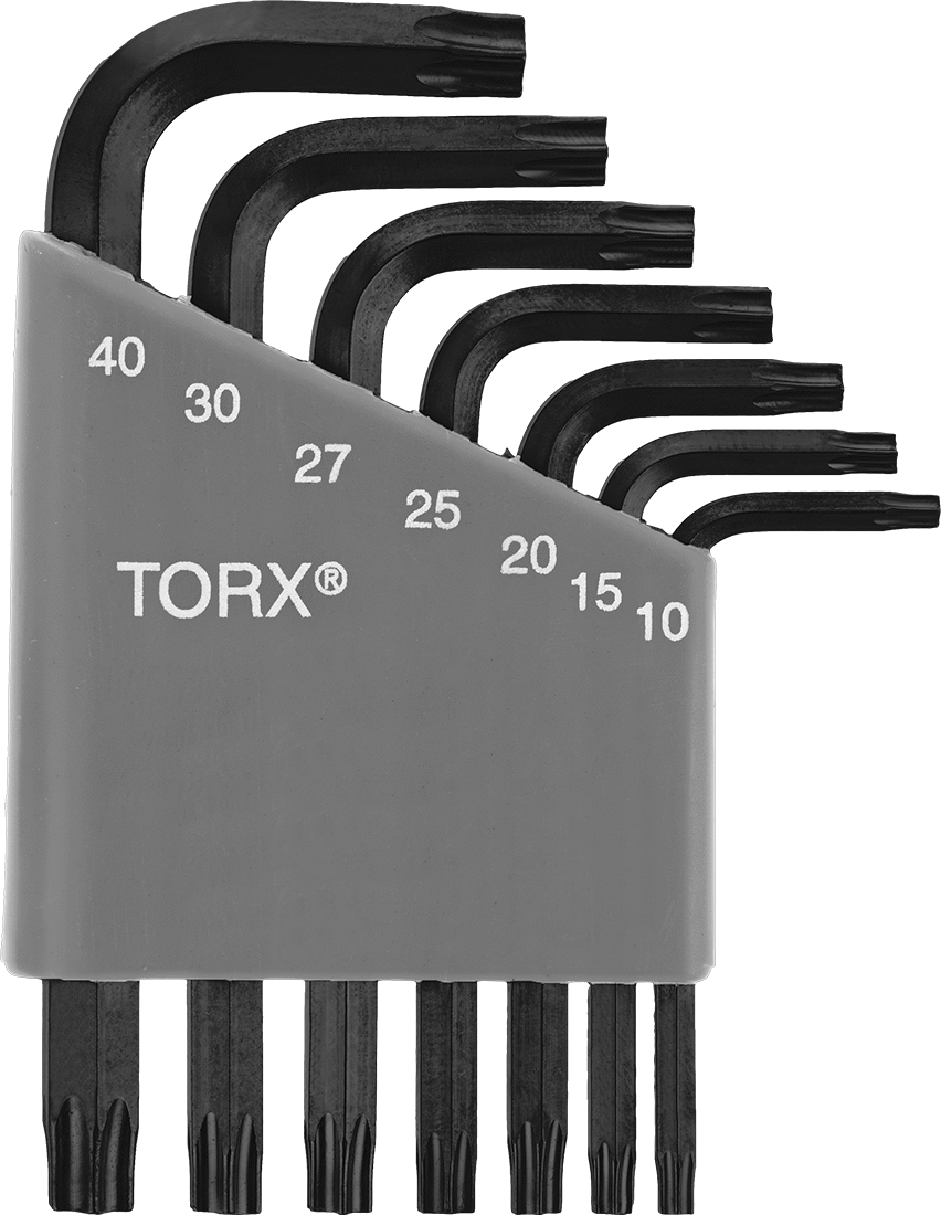 Alaşımlı Çelik Torx L-Anahtar Seti, Siyah Oksit, 7 Parça, 4-1/2" ila 7-1/8" Toplam Uzunluk — L Anahtarı, 7, Düz