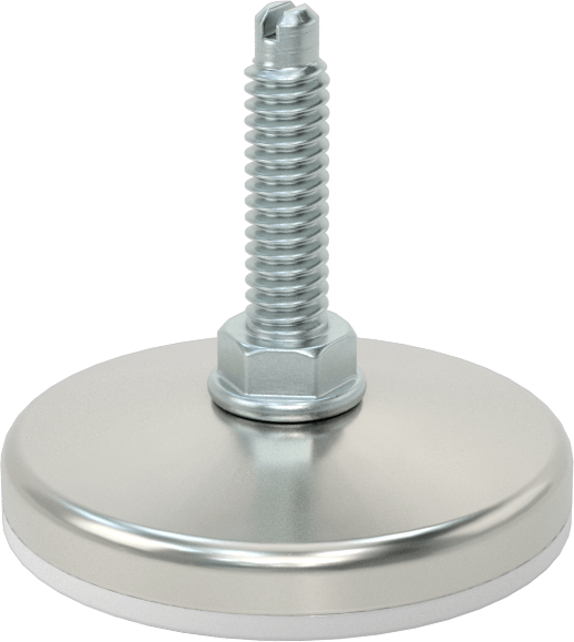 Çinko Kaplı Çelik Saplamalı Sert Tesviye Bağlantı Elemanları, Kolay Ayar, Nikel Kaplı Çelik Taban, 1/4"-20 x 1" Uzunluğunda Diş
