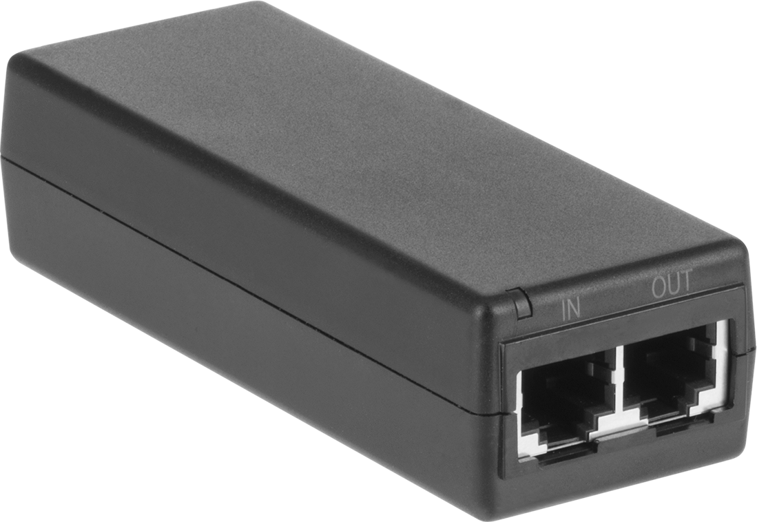 Ethernet Üzerinden Güç Enjektörü, Pasif, 15.4 Watt Çıkış — 15.4 W, PoE Tip 1, IEEE 802.3af, IEEE Standard