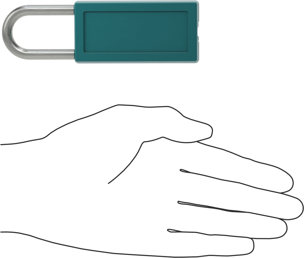 Etiketli Ekstra Boşluklu Kilitli Asma Kilit, Master Lock 411-Turkuaz Gövde, By14 Numaralı Anahtar