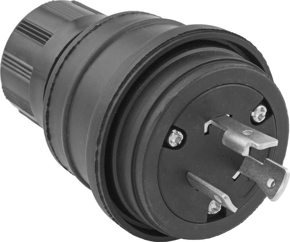 Yıkanabilir Döner Kilit Konektörü, Üç Kanatlı Erkek Fiş, NEMA L5-20, Siyah — L5-20, 125V AC, Aşındırıcı, Tozlu, Yağlı, Dış Mekan, Dalgıç,…