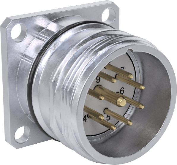 Servomotor M23 Sinyal Konektörü, Montaj Delikli Priz, 9 Saat Yönünün Tersine Kutuplar — 9, M23, Erkek