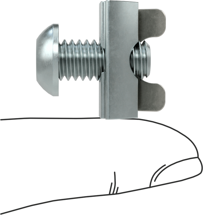 T-Yivli Çerçeve, Yaylı Tırnak Somunu ve 5/16"-18 Vida, 1.5 inç ve 40 mm Ray