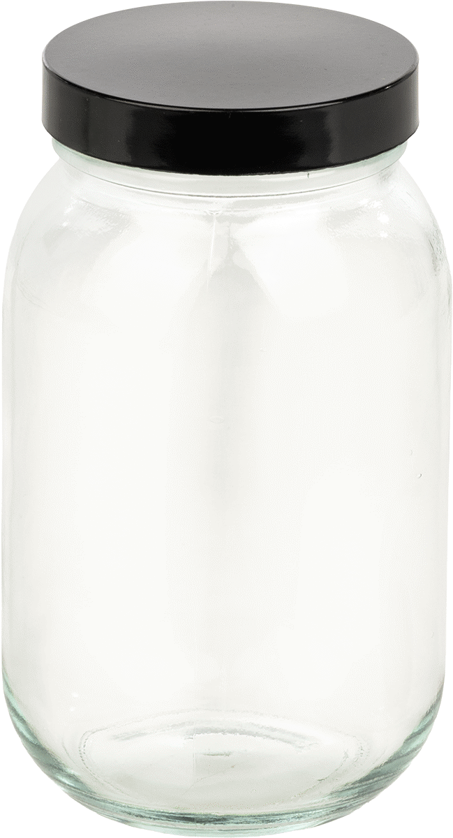 Şeffaf Cam Kavanoz, Kaplamalı Kağıt Contalı, 16 FL oz/475 ml Kapasite — Glass, Paper, Phenolic, Plastic, Soda-Lime Glass, 16 fl. oz., 475…