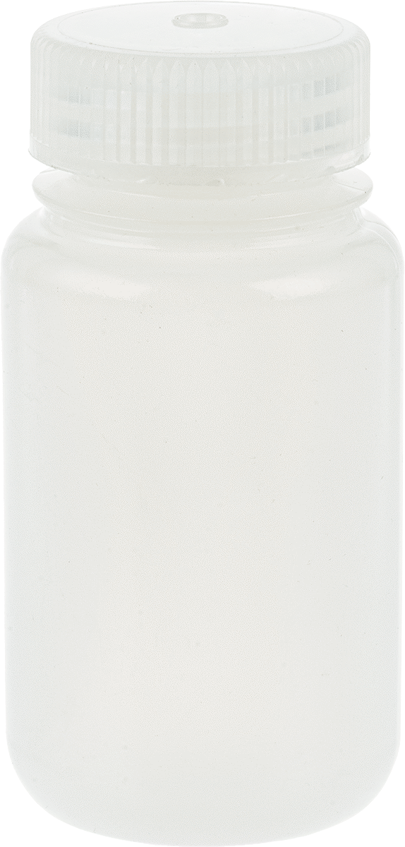 Ağır Kimyasallar için Plastik Şişe, Florlu HDPE, 4 FL. oz/125 ml Kapasite, 3-7/8" Yükseklik