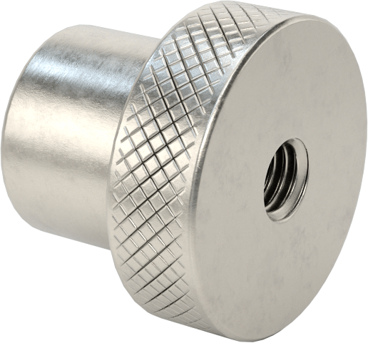 303 Paslanmaz Çelik Tırtıllı Düğme, M5 x 0.8 mm Dişli Delik, 19 mm Baş Çapı — M5 × 0.8 mm, Dişli Delik, 303 Paslanmaz Çelik
