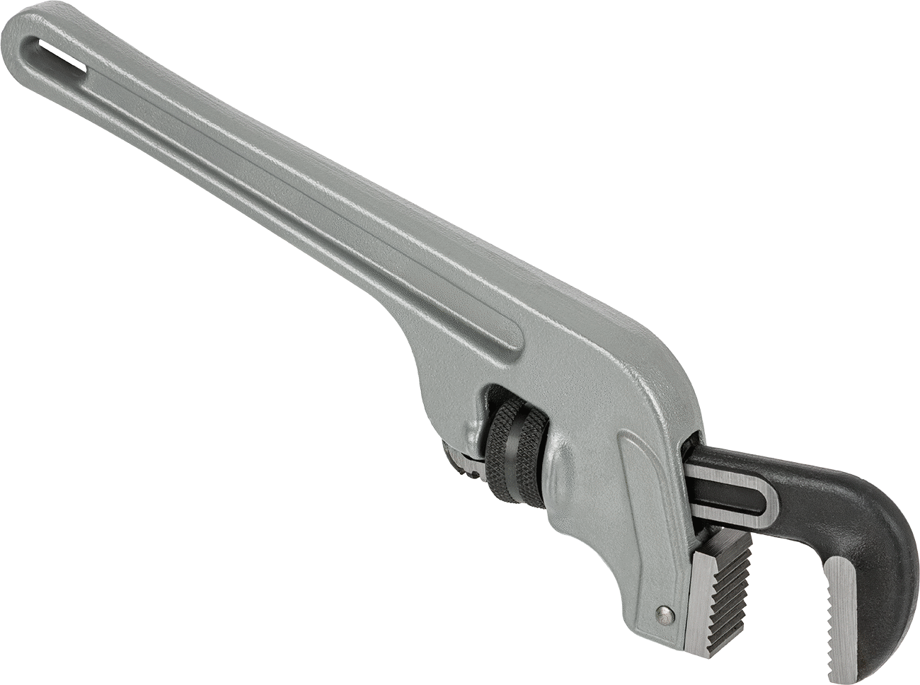 Gri Boyalı Alüminyum Boru Anahtarı, 10" Toplam Uzunluk, 1-1/2" Maksimum Çene Kapasitesi