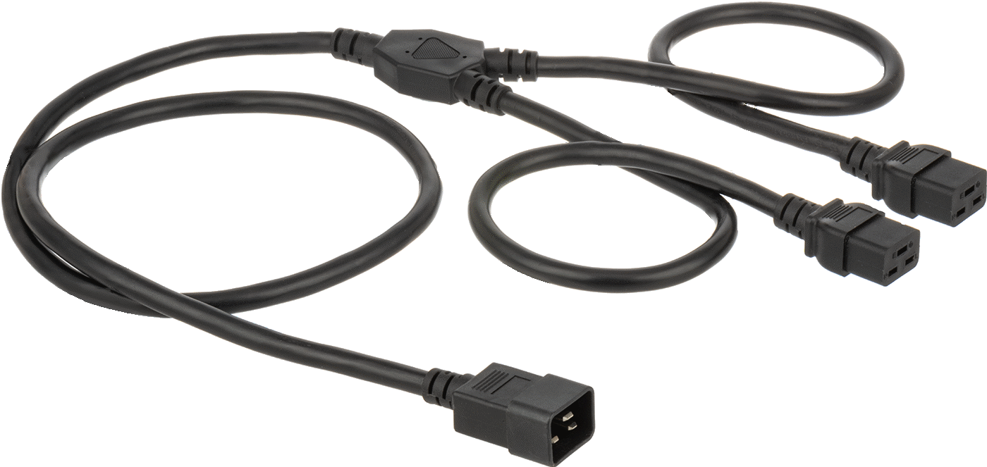 Kablo Ayırıcı, IEC C20 Fiş x IEC C19 Priz — 6 ft., 20 A, 250V AC