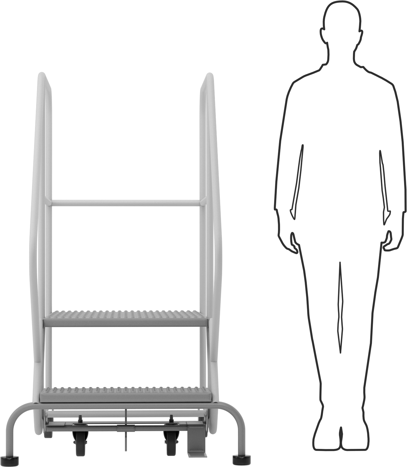 Yuvarlanan Çalışma Platformu, Gri Toz Boyalı Çelik, 56" Yükseklik x 34" Genişlik x 54" Derinlik Toplam