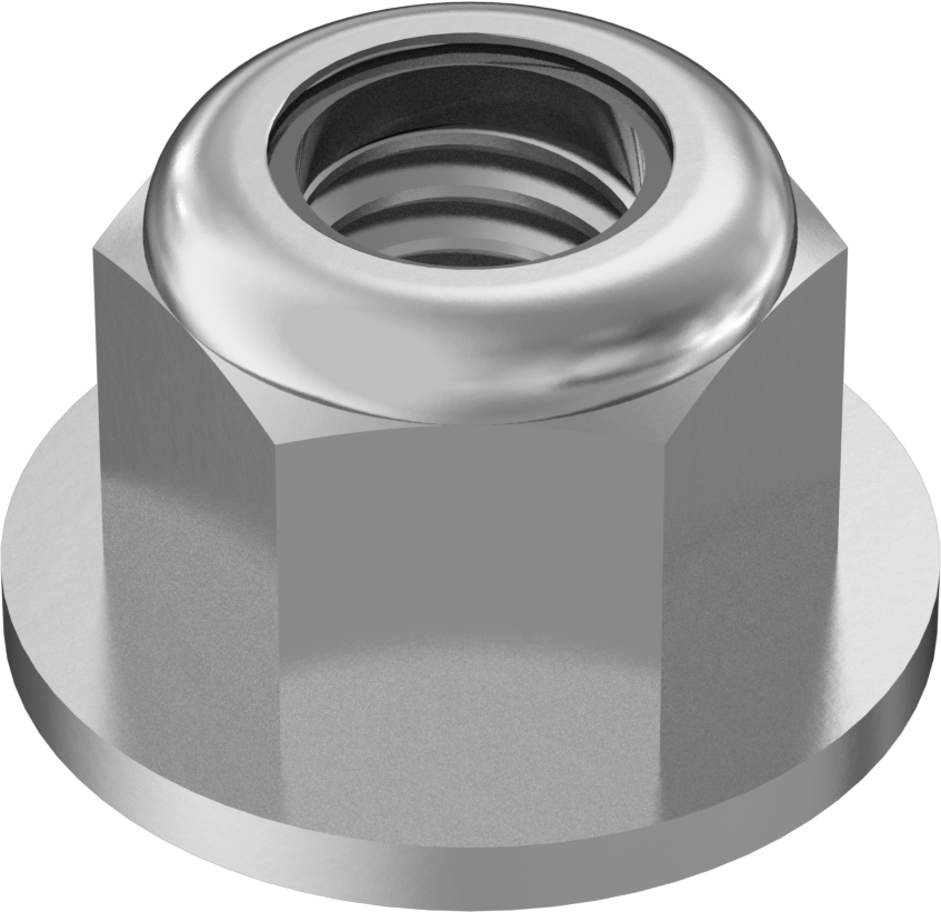 Orta Mukavemetli Çelik Naylon Ekli Flanşlı Somun, Sınıf 8, Çinko Kaplamalı, M5 x 0.8 mm Diş Boyutu
