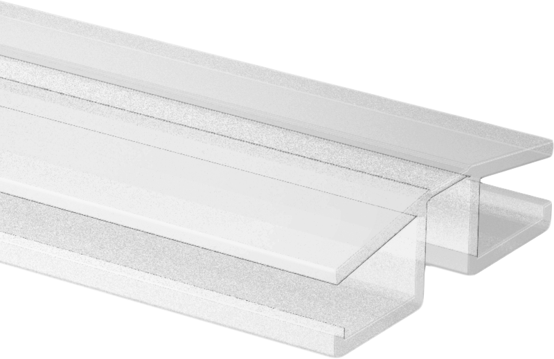 Kaydırmalı Piyano Menteşesi, PETG Plastik, 1/4" Panel Kalınlığı için, 1-1/8" Genişlik, Şeffaf