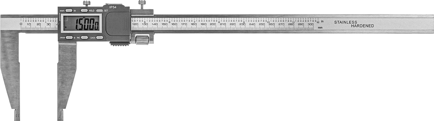 Dijital Kumpas, Hassas Ayar, 0" ila 12" Aralığı, 17.5" Toplam Uzunluk