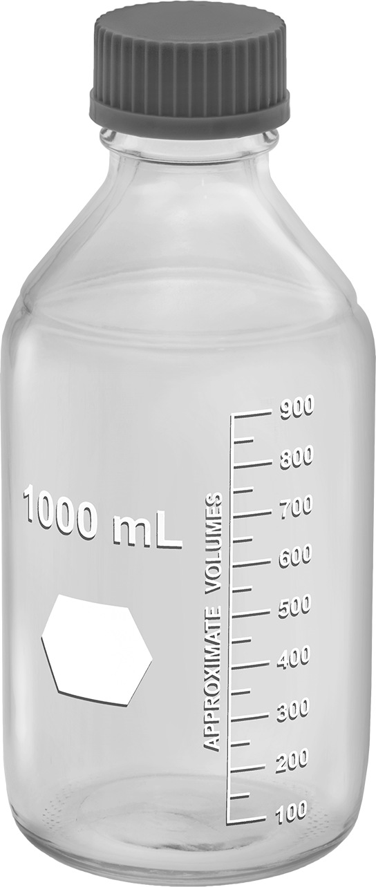 Dereceli Cam Şişe, Yuvarlak, Kehribar, 3.4 FL. oz Kapasite, 4-1/4" Yükseklik