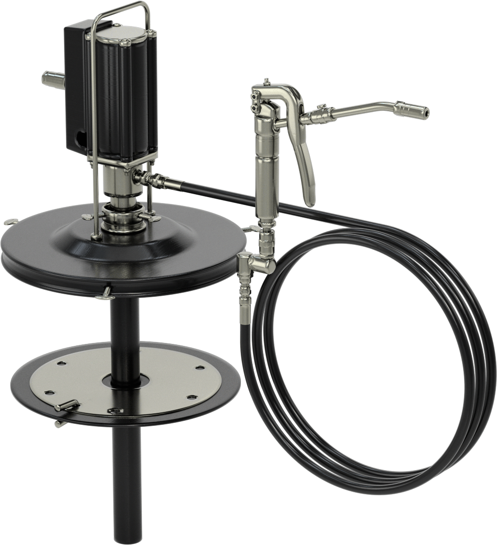 Pnömatik Konteyner Montajlı Gres Dağıtıcı, 35 lbs. kova için, 12" x 16-9/16" Konteyner, Booster Tabancası