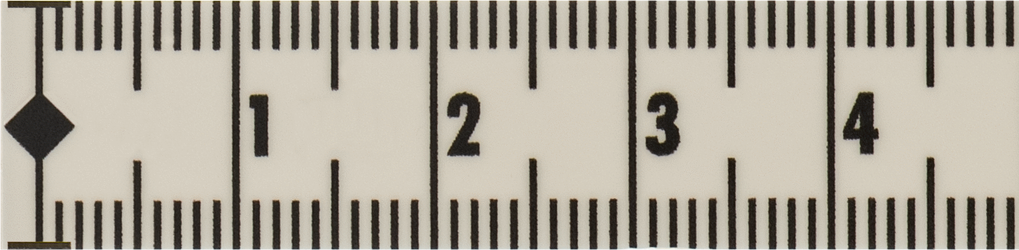 Yapışkan Arka Beyaz Plastik Cetvel, Soldan Sağa Okunur, Metrik Ölçekler, 0.15 M Uzunluk, 1/2" Genişlik