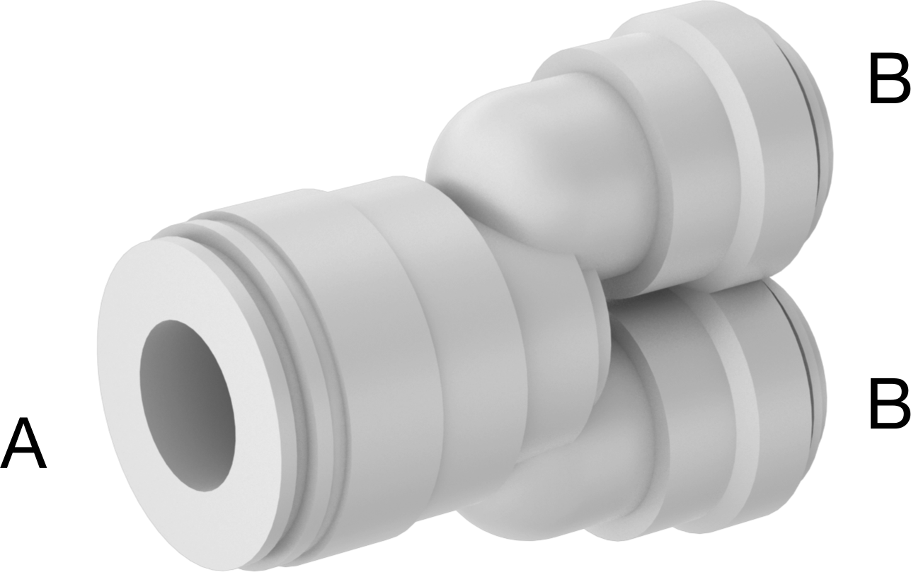 Bas-Bağlantı Elemanı, Yiyecek ve İçecek için, Wye Redüktör, 3/8" x 1/4" Dış Çaplı Tüp