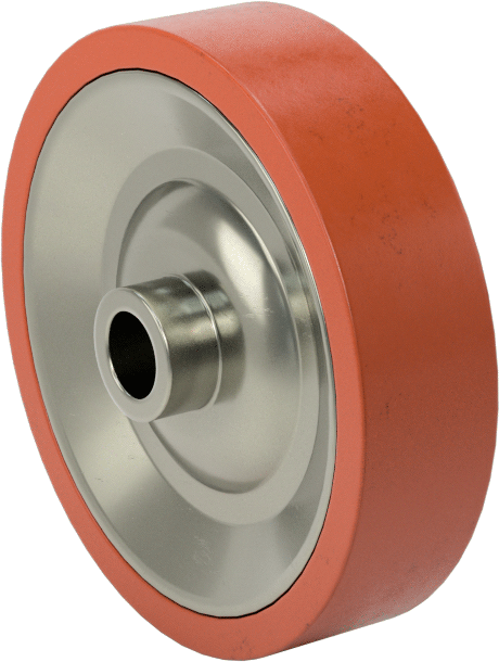Paten Tekerleği, Turuncu Poliüretan Kauçuk, 2-1/4" Çap x 9/16" Genişlik — 2 1⁄4", Çekirdek Üzerindeki Diş, Polyurethane Rubber, Rubber
