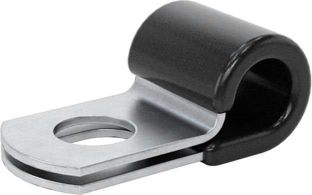 Titreşim Sönümleyici Halka Kelepçe, Galvanizli Çelik, Vinil Plastik Yastık, 1/4" İç Çap, 1" Uzunluk