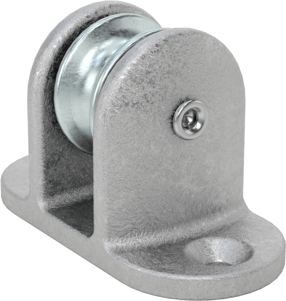 Yatay Çekme için Halatlı Montajlı Kasnak, Çelik, 1/4" Çap için, 7/8" Genişlik, 11/16" Dış Çap