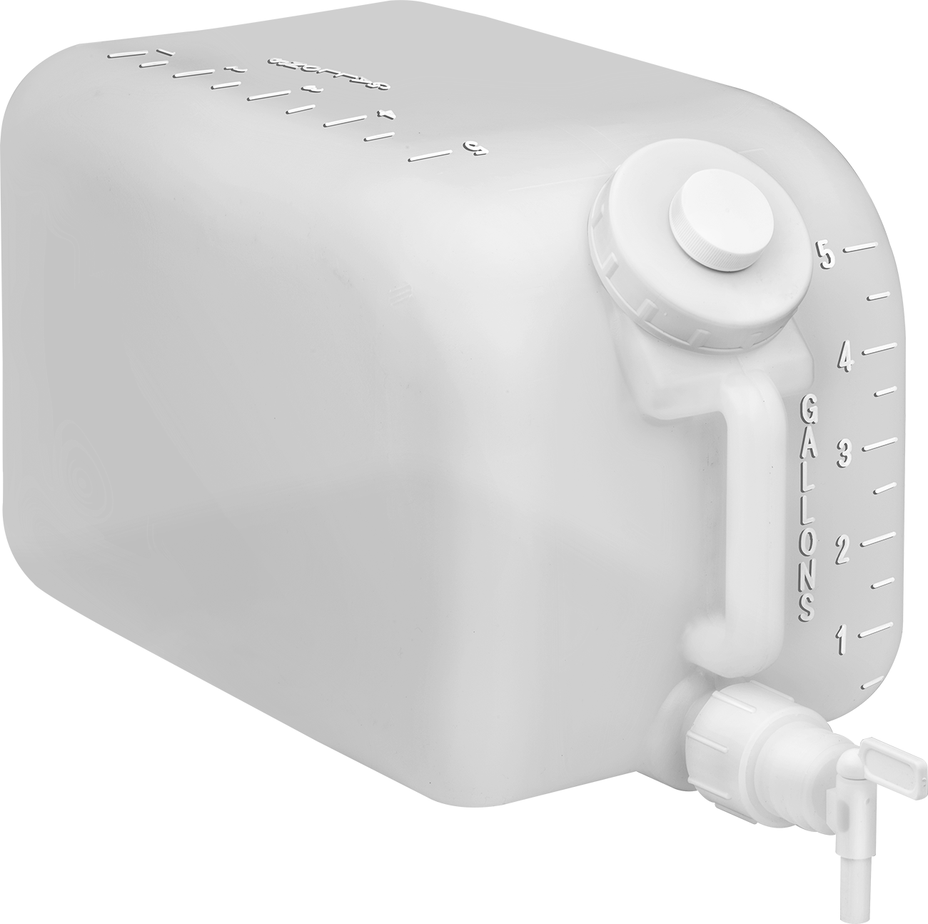 Dereceli Damacana, 5 Galon Kapasite, 9-1/2 inç Genişlik, 10 inç Yükseklik — 5 gal., HDPE, Plastic, Plastic, Polypropylene