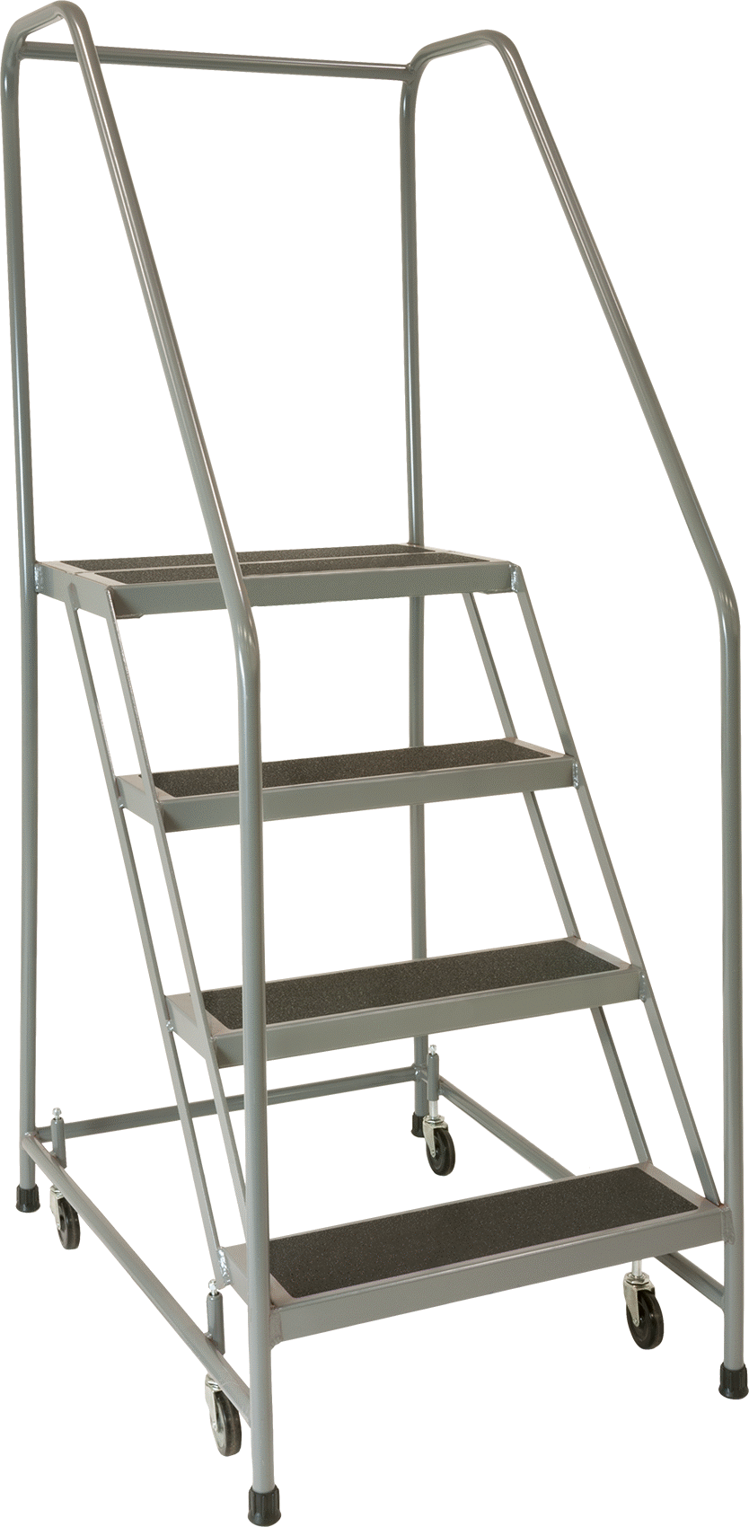 Yuvarlanan Platform Merdiveni, 4 Kauçuk Kaplı Basamak, 5'10" Yükseklik x 29" Genişlik Toplam — 40", 4, 24"