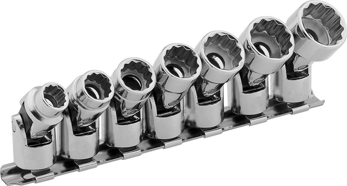 12 Uçlu Esnek Soket 7 Parça Set, 3/8" Kare Tahrik