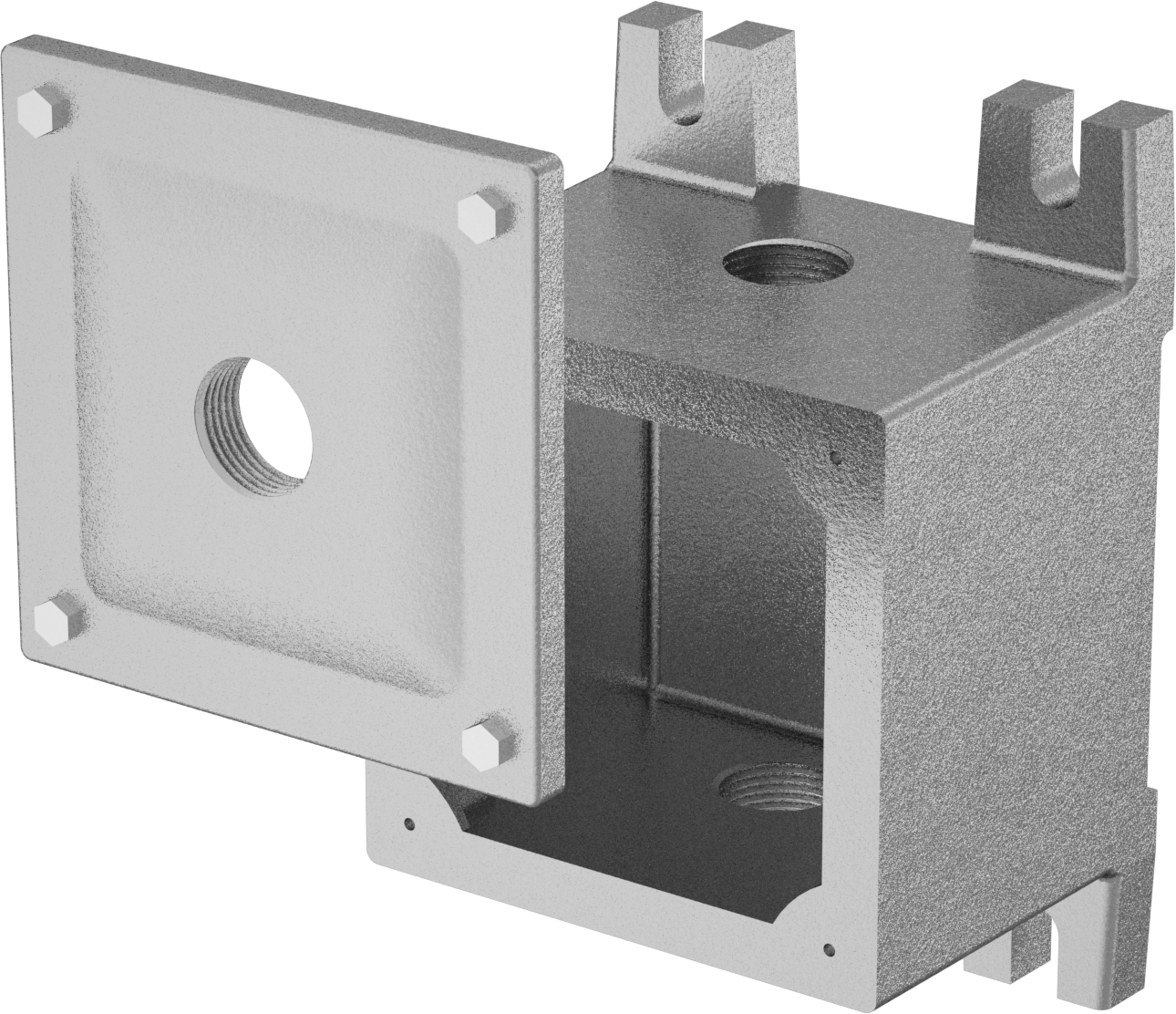 Tehlikeli Ortamlar için Basma Düğmeli Muhafaza, 1 Sütun ve 1 Satırlı, 4-1/2" Yükseklik, 4-1/2" Genişlik, 4-1/2" Derinlik — 1, 4 1⁄2", 4 1⁄2"