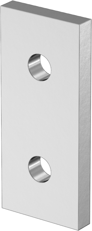 T-Yivli Çerçeve, Gümüş Düz Yüzey Braket, 1" Yükseklikli Ray için 2" Uzunluk — 1", 25 mm, Tekli, Yüzey
