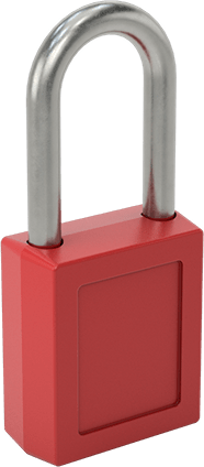 Etiketli Ekstra Boşluklu Kilitli Asma Kilit, Master Lock 410-Kırmızı Gövde, #By1 Anahtarına Ana Anahtarlı