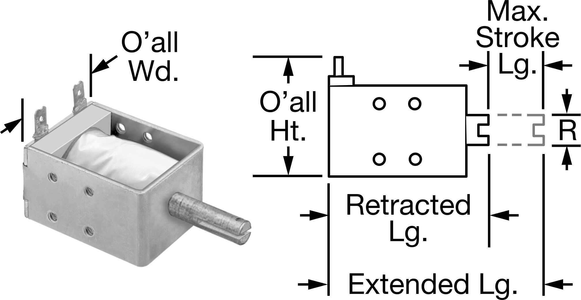 Lineer Solenoid, Sürekli, Çekme, DC Volt, 0.5" Strok, 4 oz. Kuvvet