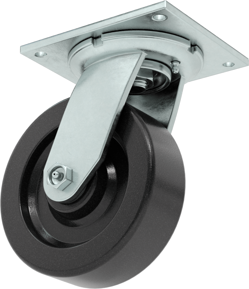5-1/2" x 5" Plakalı Yüksek Kapasiteli Spartan Tekerlek, Açık Rulmanlı ve 6 inç Çapında Fenolik Tekerlekli Döner Tekerlek — 6", Levha, Döner