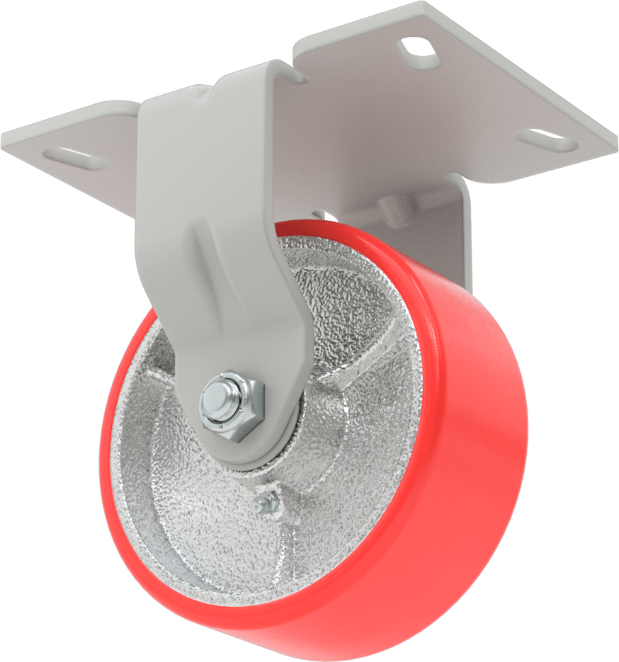 6-1/4" x 4-1/2" Plakalı Yüksek Kapasiteli Mauler Tekerlek, 5" Çaplı Poliüretan Tekerlekli Sert