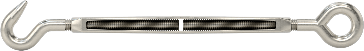 316 Paslanmaz Çelik Gerdirme - Kaldırma Amaçlı Değil, Kanca-Oval Göz, 700 lb. Kapasite, 11" Geri Çekilmiş Uzunluk — Kanca-Göz, 3⁄8"-16, 3…
