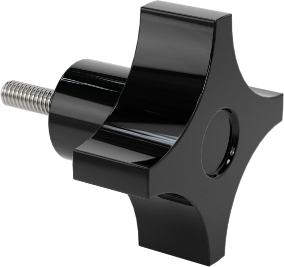 Dört Kollu Tutma Yerli Düğme, 8-32 Diş x 9/16" Uzunlukta Saplama, 1-1/2" Çaplı Başlık