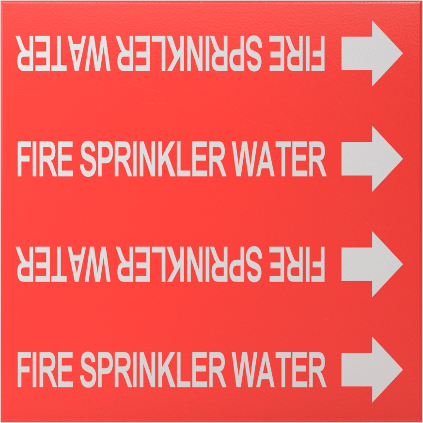 Yapışkan Sırtlı Boru İşaretleyicileri, Beyaz Yangın Sprinkler Suyu Mesajlı Kırmızı, 3" x 3" — Yangın Sprinkler Suyu, Kırmızı, 1⁄4" to 3⁄4"