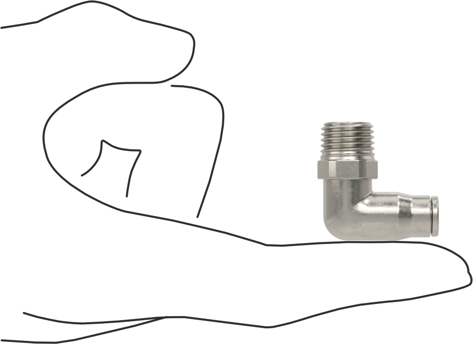 Gıda ve İçecek için Paslanmaz Çelik Bas-Bağlan Bağlantı Parçası, 6 mm Dış Çaplı Boru x 1/4 NPT Erkek için Dirsek Adaptörü