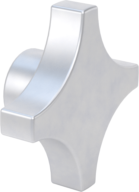 Alüminyum dört kollu topuz, 5/8" Çaplı 3/4" Derinlikli Delikli — 5/8", Dişsiz Delik, Dört Kol