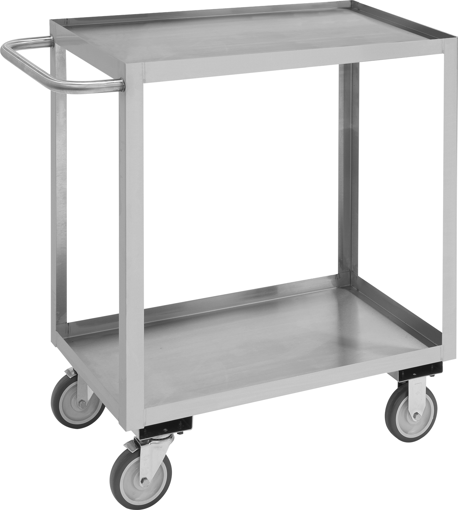 Paslanmaz Çelik Arabası, İki adet 30" uzunluğunda x 18" genişliğinde, 1-1/2" kenarlı raf — 430 Stainless Steel, Stainless Steel, 30", Açık