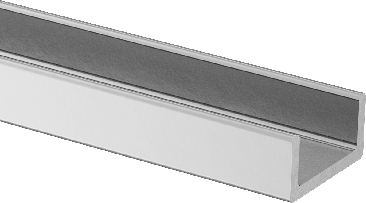 Paslanma ve Aşınmaya Dayanıklı 316/316L Paslanmaz Çelik U-Kanal, Yuvarlak Köşeler, 3/16" Kalınlık, 1" x 2" Dış Boyut