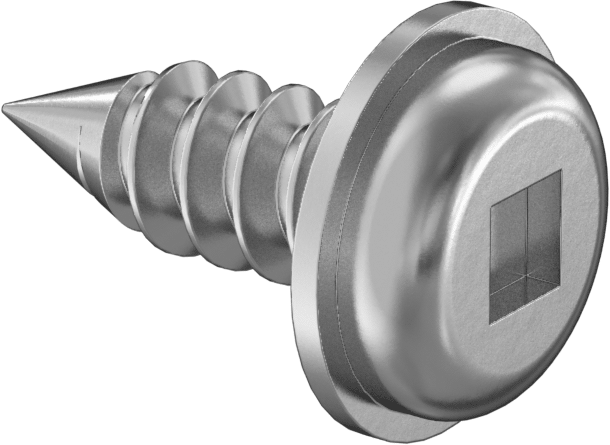 Metal için Flanşlı Ekstra Geniş Yuvarlak Başlı Vidalar, Kare Tahrik, Çinko Kaplı Çelik, 10 Numaralı Boyut, 1/2" Uzunluk